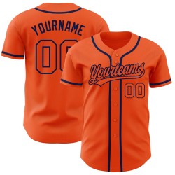 Custom Authentic Orange-Navy Baseball Jersey Orange