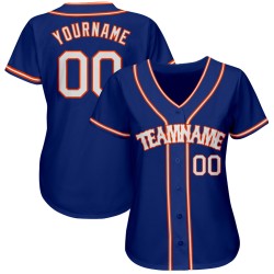 Baseball Authentic Jersey White-Orange Royal Custom