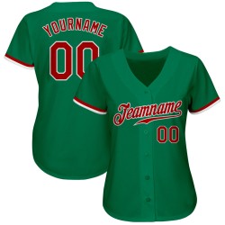 Red-White Baseball Jersey Green Authentic Kelly Custom