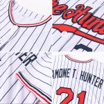 Custom White Navy Pinstripe Red-Navy Authentic Baseball Jersey Custom White Navy Pinstripe Red-Navy Authentic Baseball Jersey